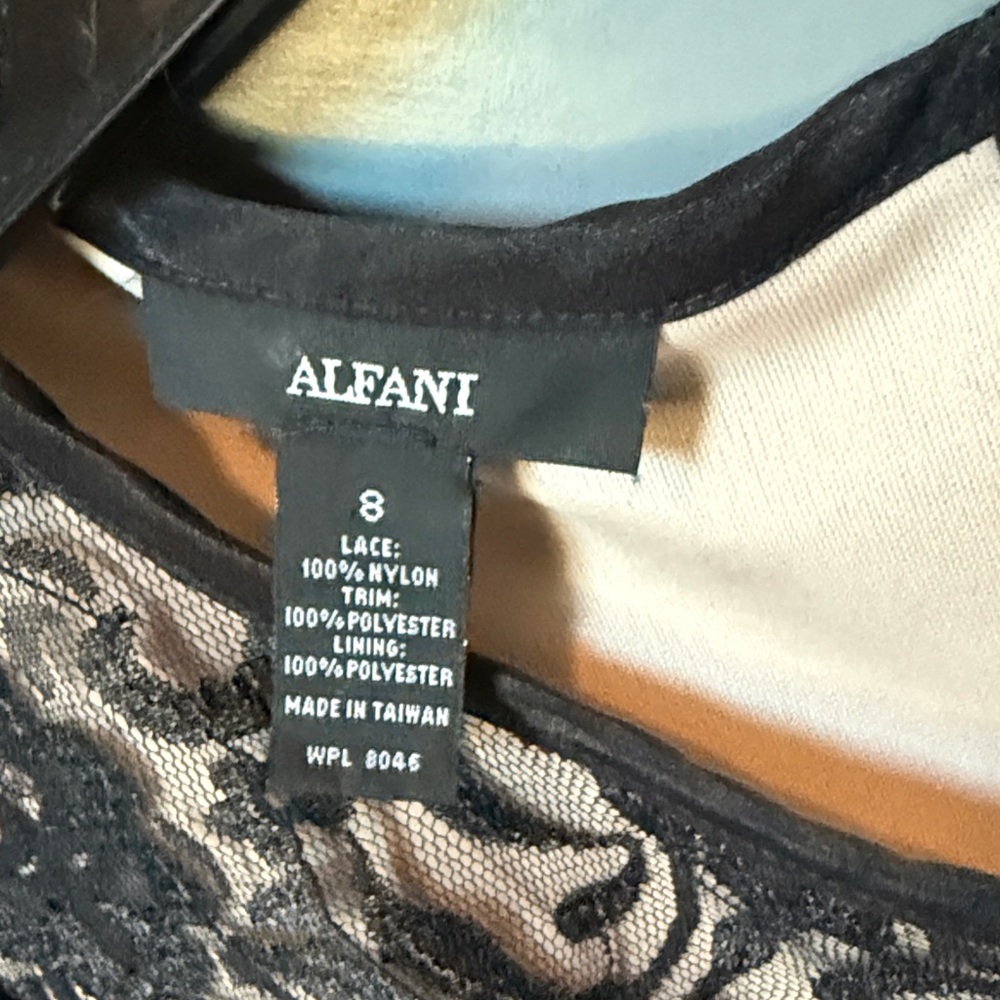 Alfani Black and Cream Lace Dress